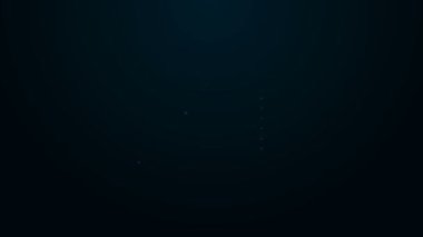 Parlayan neon çizgisi siyah arkaplanda izole edilmiş krep ikonu yığını. Şerbetli ve kirazlı fırın. Kahvaltı konsepti. 4K Video hareketli grafik canlandırması