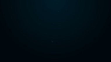 Siyah arka planda krem rengi ikonla süslenmiş pastalar için parlak neon çizgili pasta torbası. Mutfak gereçleri ve aletler. 4K Video hareketli grafik canlandırması
