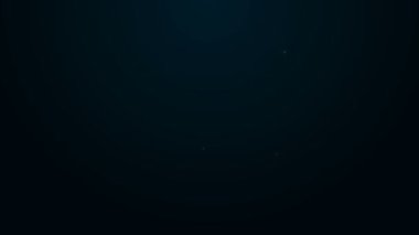 Parlayan neon çizgisi, siyah arkaplanda izole edilmiş kaşık simgesi ölçüsü. 4K Video hareketli grafik canlandırması