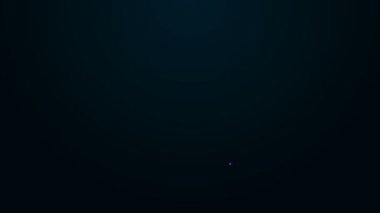 Parlayan neon çizgisi Kek simgesi siyah arkaplanda izole edildi. 4K Video hareketli grafik canlandırması
