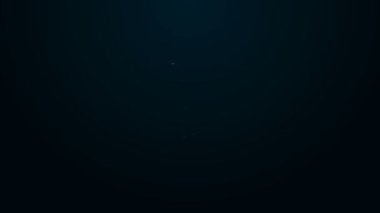 Parlayan neon hattı Mutfak çırpma simgesi siyah arkaplanda izole edildi. Mutfak aletleri, yumurta çırpıcı. Çatal bıçak seti. Yemek karışımı sembolü. 4K Video hareketli grafik canlandırması