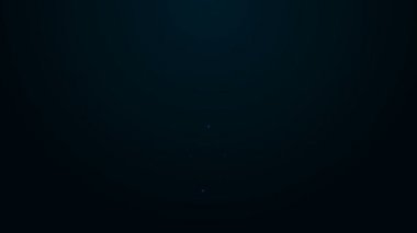 Parlayan neon hattı askeri künye simgesi siyah arka planda izole edildi. Kimlik etiketi simgesi. Ordu işareti. 4K Video hareketli grafik canlandırması