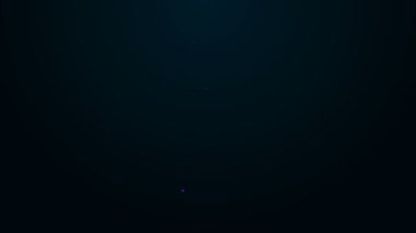 Parlayan neon hattı telsiz ikonu siyah arkaplanda izole edildi. Taşınabilir radyo vericisi simgesi. Radyo alıcı-vericisi işareti. 4K Video hareketli grafik canlandırması