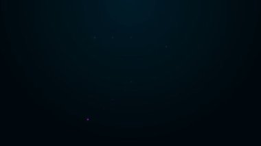 Parlak neon hattı askeri mühimmat kutusu ve siyah arka planda izole edilmiş mermi ikonu. 4K Video hareketli grafik canlandırması