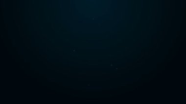 Parlayan neon hattı El bombası ikonu siyah arka planda izole edildi. Bomba patlaması. 4K Video hareketli grafik canlandırması