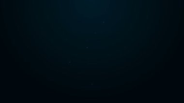 Parlayan neon hattı El bombası ikonu siyah arka planda izole edildi. Bomba patlaması. 4K Video hareketli grafik canlandırması