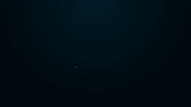 Parlayan neon hattı askeri rütbe simgesi siyah arka planda izole edildi. Askeri rozet işareti. 4K Video hareketli grafik canlandırması