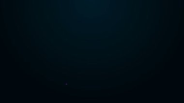 Parlayan neon çizgili ev siyah arka planda izole edilmiş koruma simgesi altında. Koruma, güvenlik, güvenlik, koruma, savunma konsepti. 4K Video hareketli grafik canlandırması