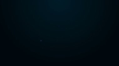 Parlayan neon hattı siyah arkaplanda güvenli simge. Kapı, şifreli bir banka kasası. Güvenilir Veri Koruma. 4K Video hareketli grafik canlandırması