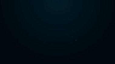 Parlayan neon hattı kargo kamyonu ikonu siyah arka planda izole edildi. 4K Video hareketli grafik canlandırması