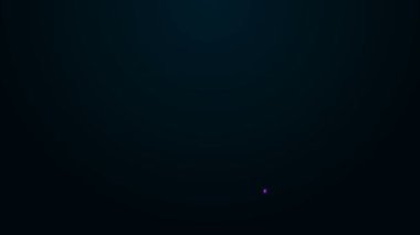 Parlayan neon hattı kapalı depo simgesi siyah arkaplanda izole edildi. 4K Video hareketli grafik canlandırması