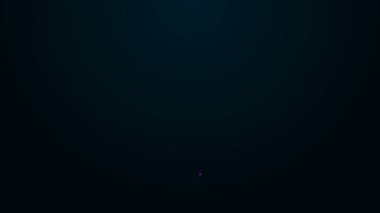 Parlayan neon hattı liman vinç simgesi siyah arkaplanda izole edildi. Kargo vinç kulesi. 4K Video hareketli grafik canlandırması