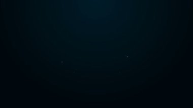 Parlayan neon hattı kargo kamyonu ikonu siyah arka planda izole edildi. 4K Video hareketli grafik canlandırması
