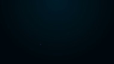 Parlayan neon hattı uydu simgesi siyah arkaplanda izole edildi. 4K Video hareketli grafik canlandırması