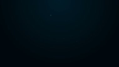 Parlayan neon hattı seyahat bavulu simgesi siyah arkaplanda izole edildi. Seyahat bagaj sigortası. Güvenlik, güvenlik, koruma, konsept koruma. 4K Video hareketli grafik canlandırması