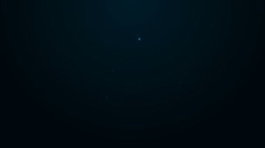 Siyah arkaplanda izole edilmiş kalkan simgesiyle parlayan neon hattı belgesi. Anahtar sigortası. Güvenlik, güvenlik, koruma, konsept koruma. 4K Video hareketli grafik canlandırması