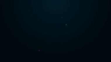 Parlayan neon hattı doldurulmuş form simgesi siyah arkaplanda izole edildi. Dosya simgesi. Kontrol listesi simgesi. İş konsepti. 4K Video hareketli grafik canlandırması