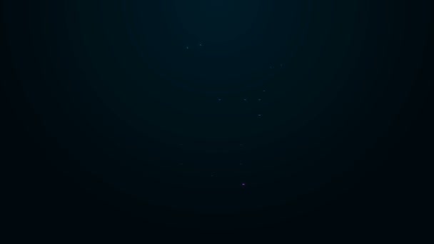 Светящаяся неоновая линия Икона астрономической обсерватории выделена на черном фоне. Видеографическая анимация 4K — стоковое видео