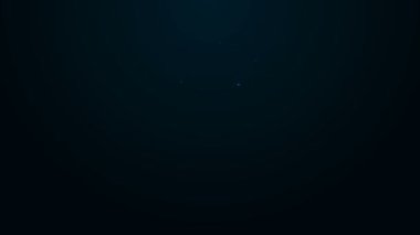 Siyah arkaplanda izole edilmiş dalgıç ikonu için parlak neon çizgisi dalış kıyafeti. Su altı ekipmanları. 4K Video hareketli grafik canlandırması