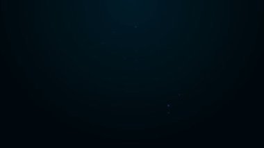 Parlayan neon çizgisi çizgileri simgesi siyah arkaplanda izole edildi. Su altı ekipmanları. 4K Video hareketli grafik canlandırması