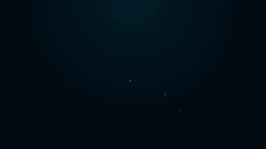 Siyah arka planda izole edilmiş deniz ikonu üzerinde parlayan neon hattı yüzen şamandıra. 4K Video hareketli grafik canlandırması