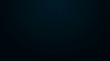 Siyah arkaplanda izole edilmiş dalgıç ikonu için parlak neon çizgisi dalış kıyafeti. Su altı ekipmanları. 4K Video hareketli grafik canlandırması