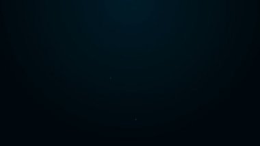 Siyah arkaplanda izole edilmiş dalgıç ikonu için parlak neon çizgisi dalış kıyafeti. Su altı ekipmanları. 4K Video hareketli grafik canlandırması