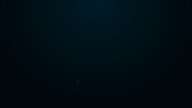 Parlayan neon çizgisi simgesi siyah arkaplanda izole edildi. Olağanüstü bir spor. Su altı ekipmanları. 4K Video hareketli grafik canlandırması