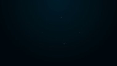 Parlayan neon hattı kabı ya da sallanan kutu kutusu ve siyah arka planda izole edilmiş balıkçılık ekipmanları ikonu. Balık oltası. 4K Video hareketli grafik canlandırması