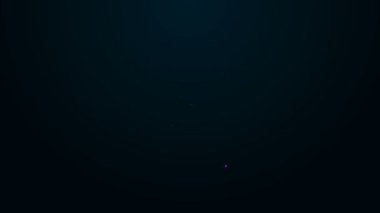 Siyah zemin üzerinde izole edilmiş özel bir bitki simgesinin tohumlarıyla dolu parlak neon hattı. 4K Video hareketli grafik canlandırması