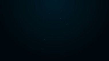 Parlayan neon hattı siyah arkaplanda izole edilmiş süt ikonu için konteynır. 4K Video hareketli grafik canlandırması