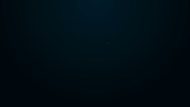 Linea al neon incandescente icona arpione pesca isolato su sfondo nero. Costruttori di pesca per la cattura del pesce sott'acqua. Attrezzatura subacquea subacquea. Animazione grafica 4K Video motion — Video Stock