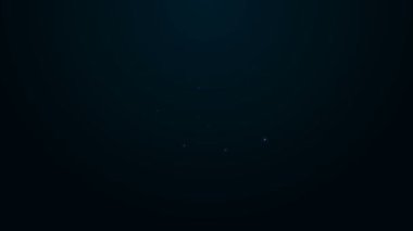 Parlayan neon hattı dizüstü bilgisayar simgesi siyah arkaplanda izole edildi. Teknoloji ve cihazlar konsepti... 4K Video hareketli grafik animasyonu