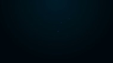 Parlayan neon hattı Arama evi simgesi siyah arkaplanda izole edildi. Büyüteç altındaki bir evin emlak sembolü. 4K Video hareketli grafik canlandırması