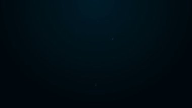 Siyah arkaplanda izole edilmiş metin satışı simgesiyle parlayan neon hattı asılı. Mesaj indirimli tabela. 4K Video hareketli grafik canlandırması