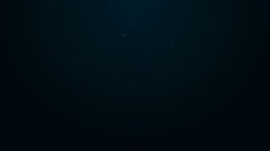 Parlak neon çizgisi boya fırçası simgesi siyah arkaplanda izole edildi. 4K Video hareketli grafik canlandırması