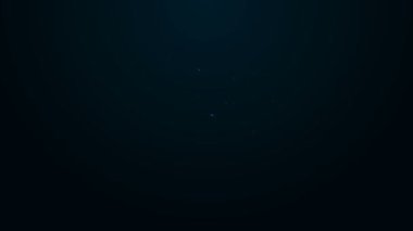 Siyah zemin üzerinde kalkan simgesi olan parlak neon çizgili ev. Sigorta konsepti. Güvenlik, güvenlik, koruma, konsept koruma. 4K Video hareketli grafik canlandırması