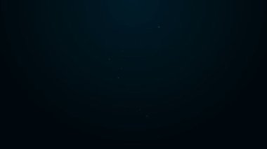 Parlayan neon hattı cam tüp deney tüpü alev ısıtıcı deney ikonu siyah arka planda izole. Laboratuvar ekipmanları. 4K Video hareketli grafik canlandırması