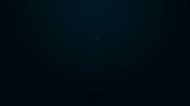Parlayan neon çizgisi kalem simgesi siyah arkaplanda izole edildi. 4K Video hareketli grafik canlandırması