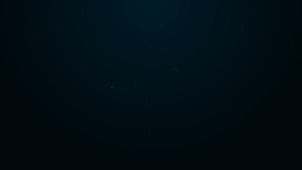 Icono de globo terráqueo de línea de neón brillante aislado sobre fondo negro. Animación gráfica de vídeo 4K — Vídeos de Stock