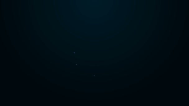 Иконка светящейся неоновой линии Градуационная крышка выделена на черном фоне. Выпускная шляпа с иконкой кисточки. Видеографическая анимация 4K — стоковое видео
