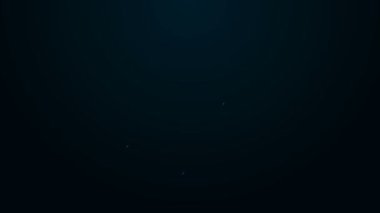 Parlayan neon hattı geri dönüşüm simgesi simgesi siyah arkaplanda izole edildi. Dairesel ok simgesi. Çevre geri dönüşümü yeşile döner. 4K Video hareketli grafik canlandırması
