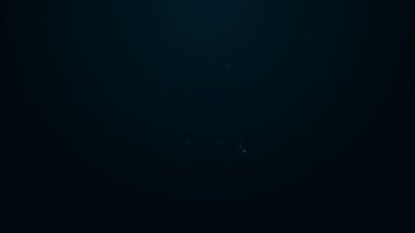 Parlayan neon hattı, siyah arka planda izole edilmiş tahta bardak ikonu. 4K Video hareketli grafik canlandırması