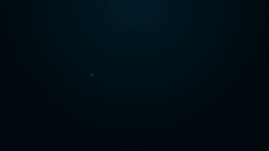 Parlayan neon çizgisi direksiyon simgesi siyah arkaplanda izole edildi. Araba tekeri ikonu. 4K Video hareketli grafik canlandırması