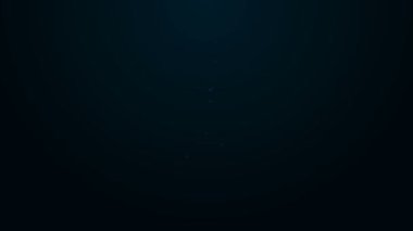 Parlayan neon hattı Feather ve Inkwell simgesi siyah arkaplanda izole edildi. 4K Video hareketli grafik canlandırması