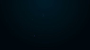 Parlayan neon hattı astronot başlıklı köpek siyah arka planda izole edildi. 4K Video hareketli grafik canlandırması