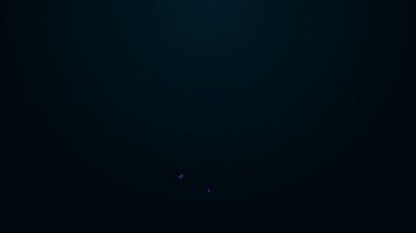Parlayan neon hattı. Uzaylı simgesi siyah arkaplanda izole edildi. Uzaylı yüzü ya da kafa sembolü. 4K Video hareketli grafik canlandırması