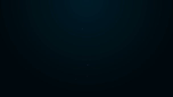 Светящаяся неоновая линия Значок скелета рыбы выделен на черном фоне. Знак рыбьей кости. Видеографическая анимация 4K — стоковое видео