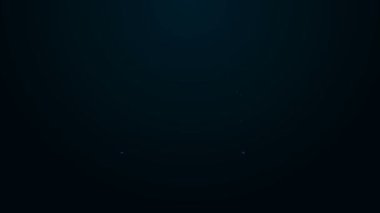 Parlayan neon hattı, siyah arkaplanda izole edilmiş büyük piyano ikonu. Müzik aleti. 4K Video hareketli grafik canlandırması