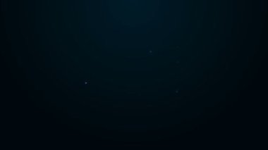 Parlayan neon hattı video kaydedicisi veya bilgisayar monitörü simgesi üzerindeki düzenleyici yazılım siyah arkaplanda izole edildi. 4K Video hareketli grafik canlandırması